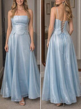 Dave & Johnny Pale Blue Strapless Evening Gown/ Prom Dress (2 Piece)